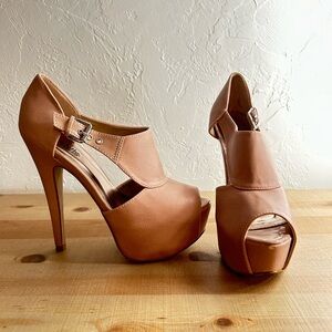 Elegant Blush Peep-Toe Heels